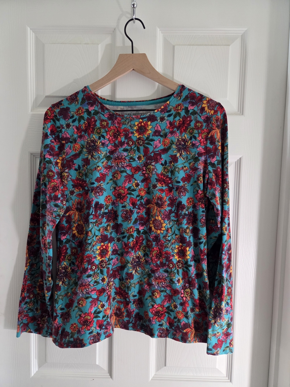 Talbots Teal Floral Long-Sleeve Tee
